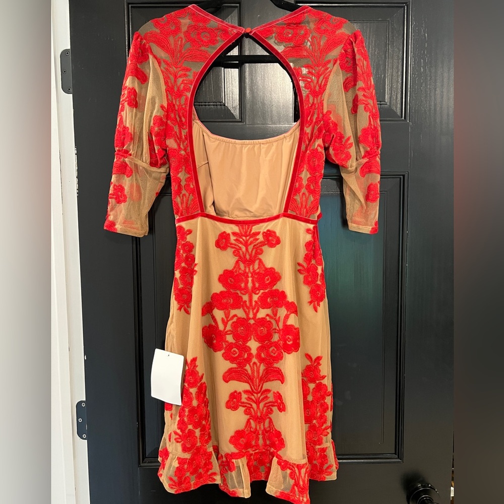 For Love And Lemons Red Lace Backless Mini Dress - Picture 5 of 7